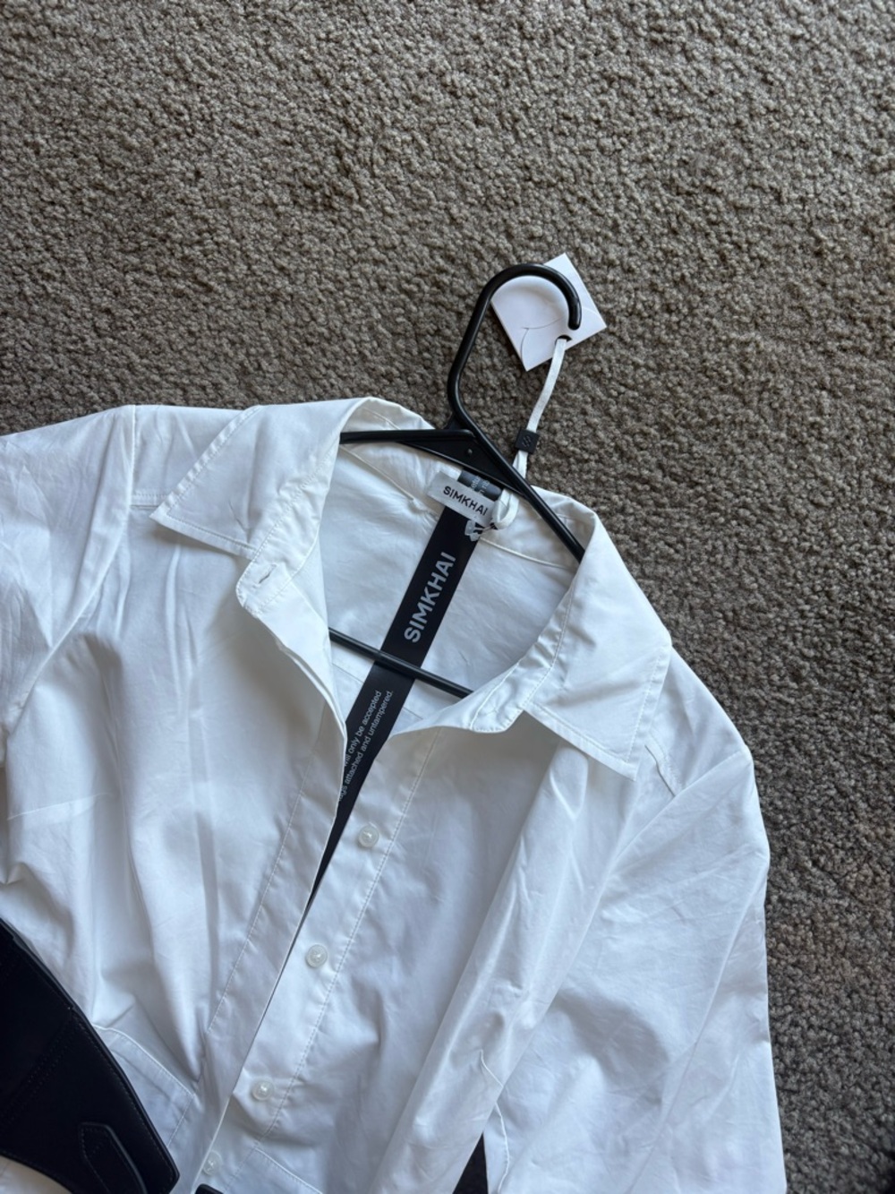 Jonathan Simkhai White Shirt Midi Dress with Black Belt - Picture 6 of 12